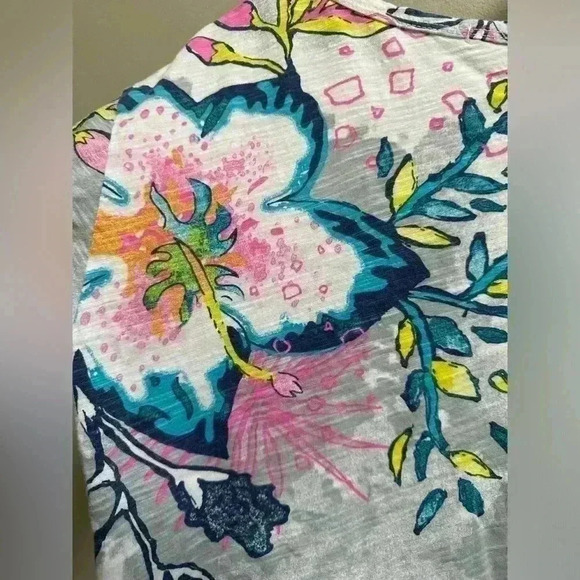 EUC | Fresh Produce Tropical Print T-Shirt Dress w/ Ruffle | Women’s S/M - Picture 7 of 11